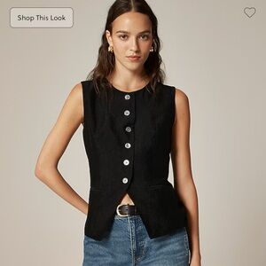 J.Crew Black Button-Up Linen Vest